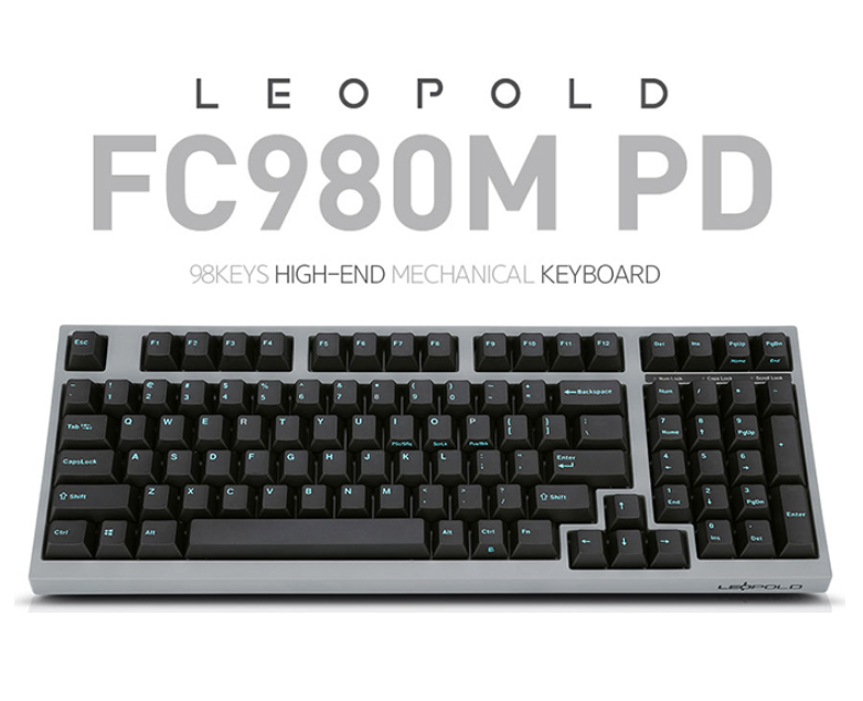 Bàn phím cơ Leopold FC980M PD Grey PBT Doubleshot Blue switch Blue Font 